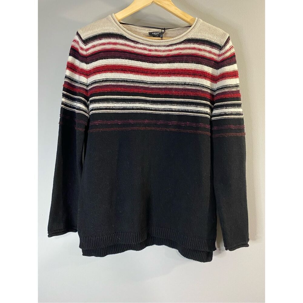 Large size 14, Olsen Europe, cotton & wool blend striped sweater.